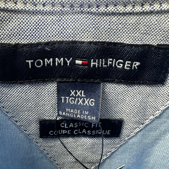 NWT Men's XXL Shirt Button Down Long Sleeve Blue Tommy Hilfiger - Picture 3 of 5